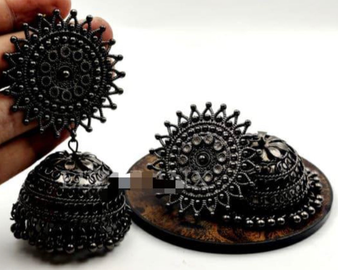 Oversized Earrings Oxidized image 0