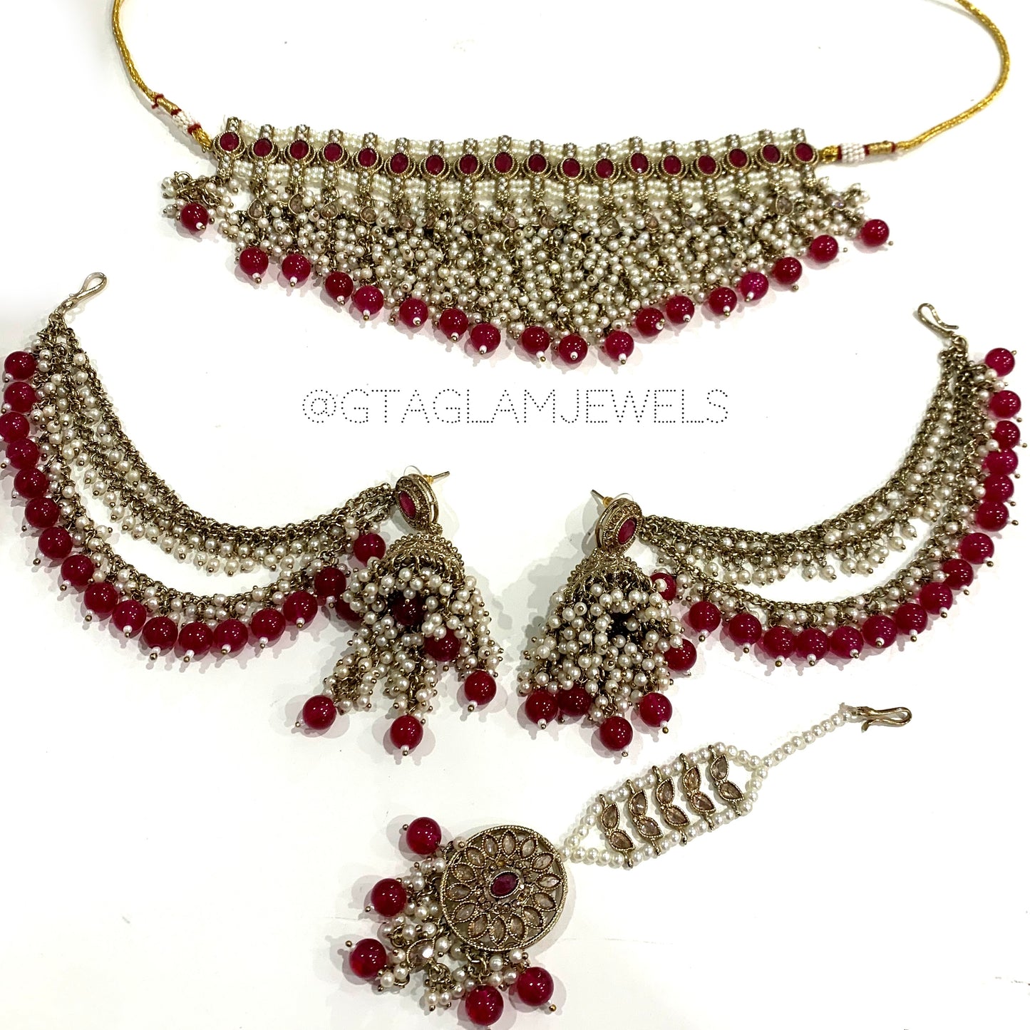 Choker Set with Bahubali Earrings image 1