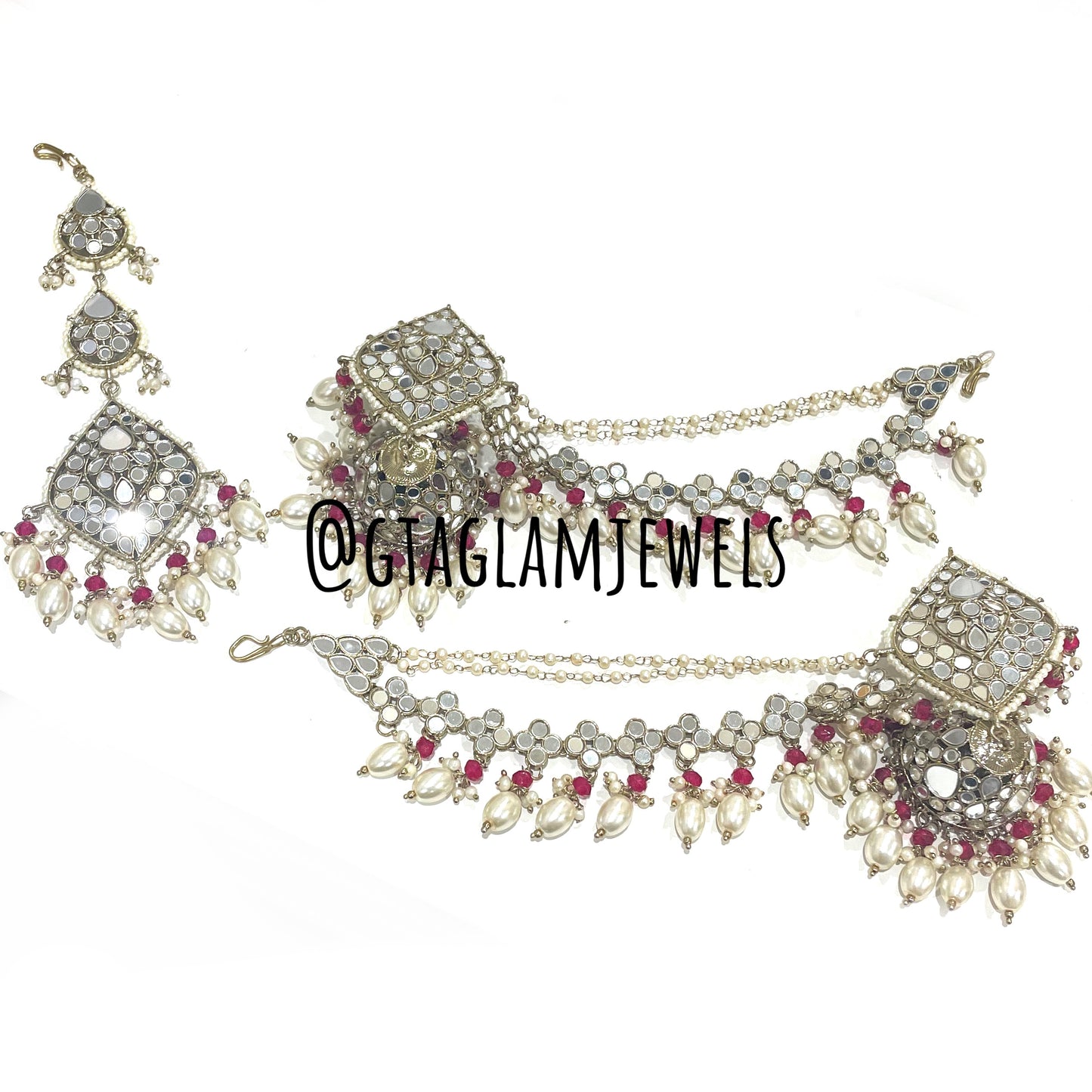 Oversized Bahubali Earrings & Tikka Set image 0