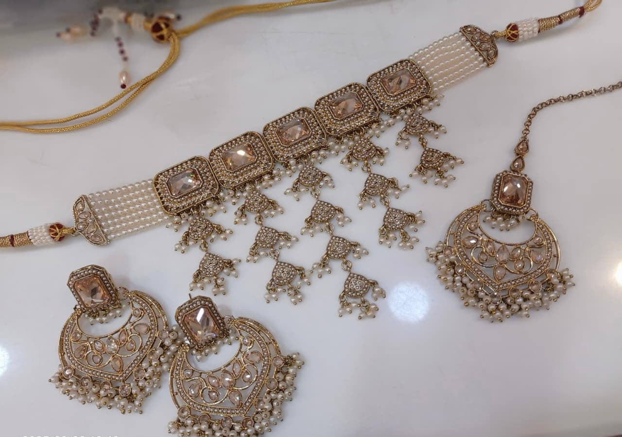 Polki Waterfall Choker Set
