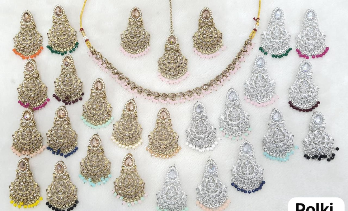 Single Line Polki Necklace Set