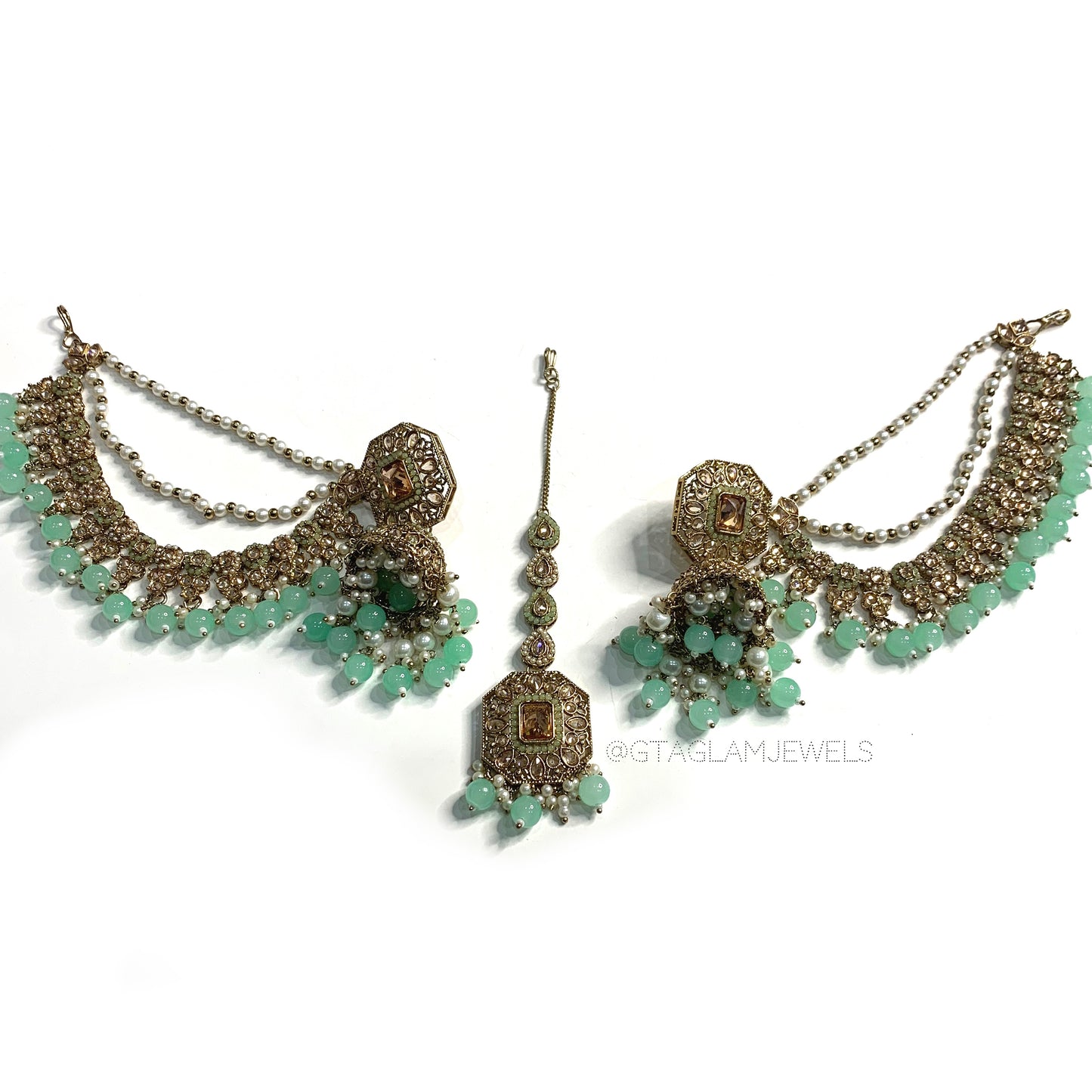 Bahubali Earrings & Tikka Set image 0