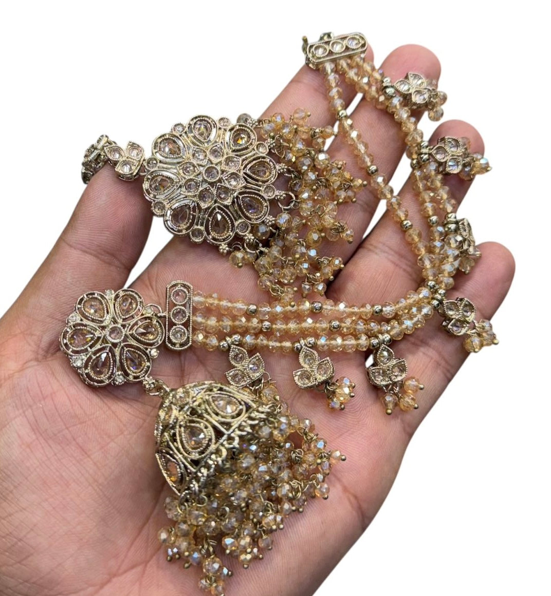 Bahubali Earrings & Tikka Set