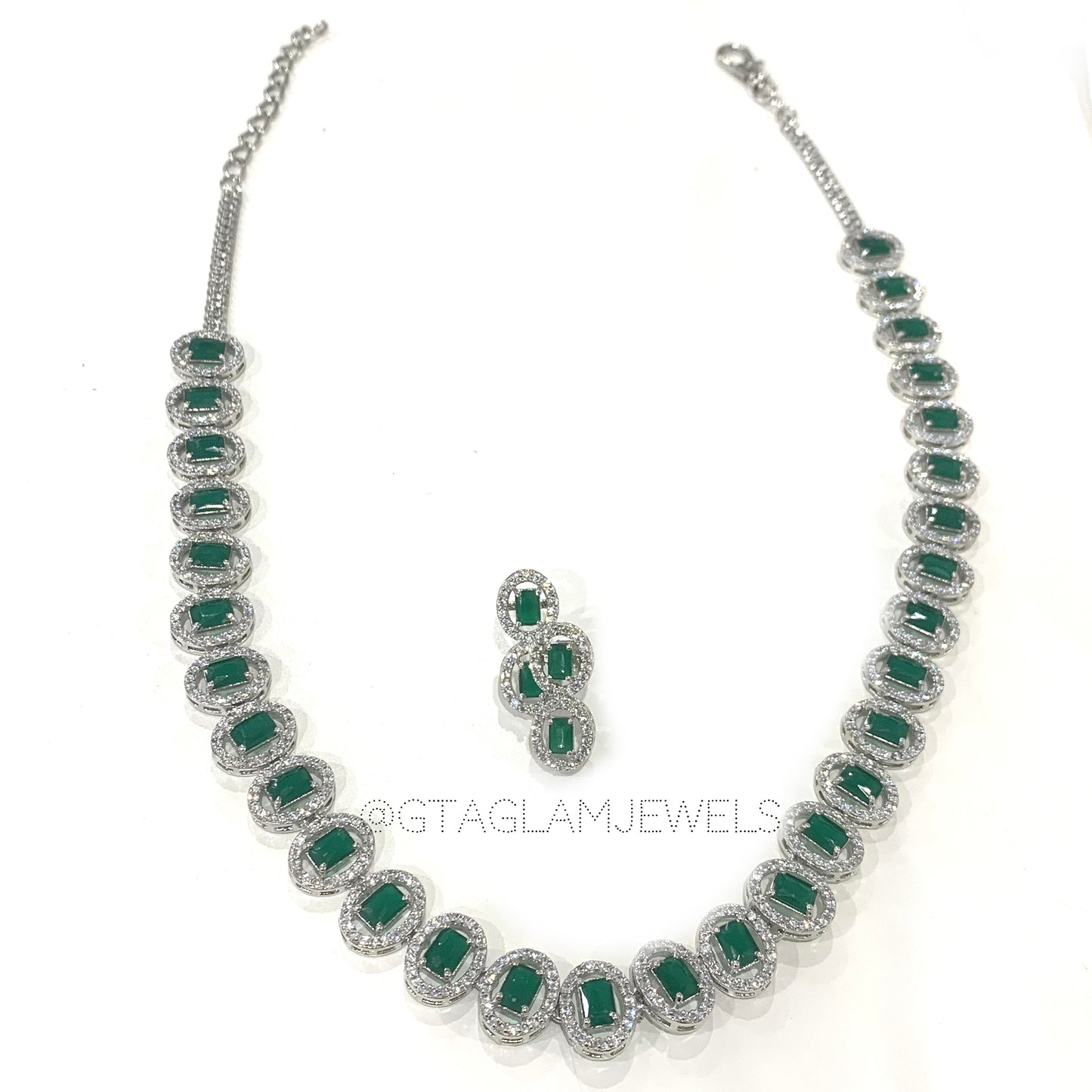 American Diamond Long Necklace Set image 0