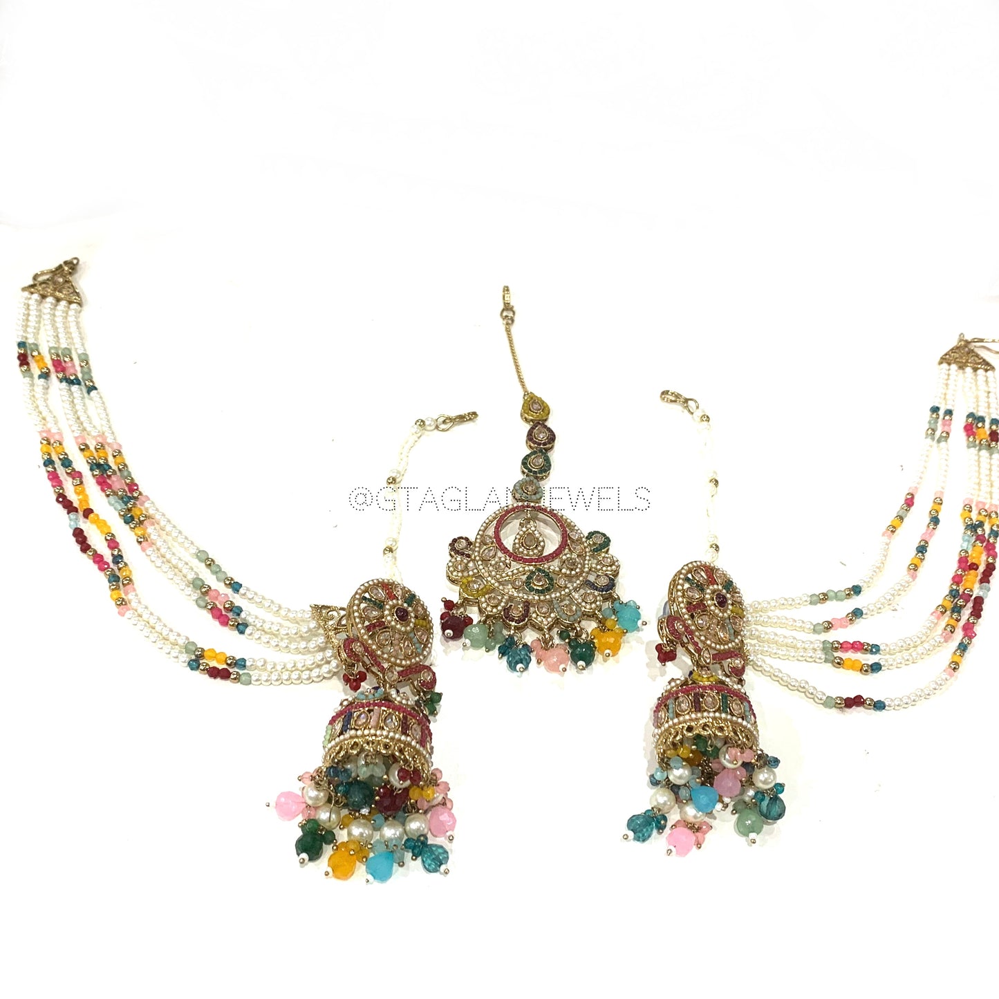 Bahubali Earrings & Tikka Set image 0