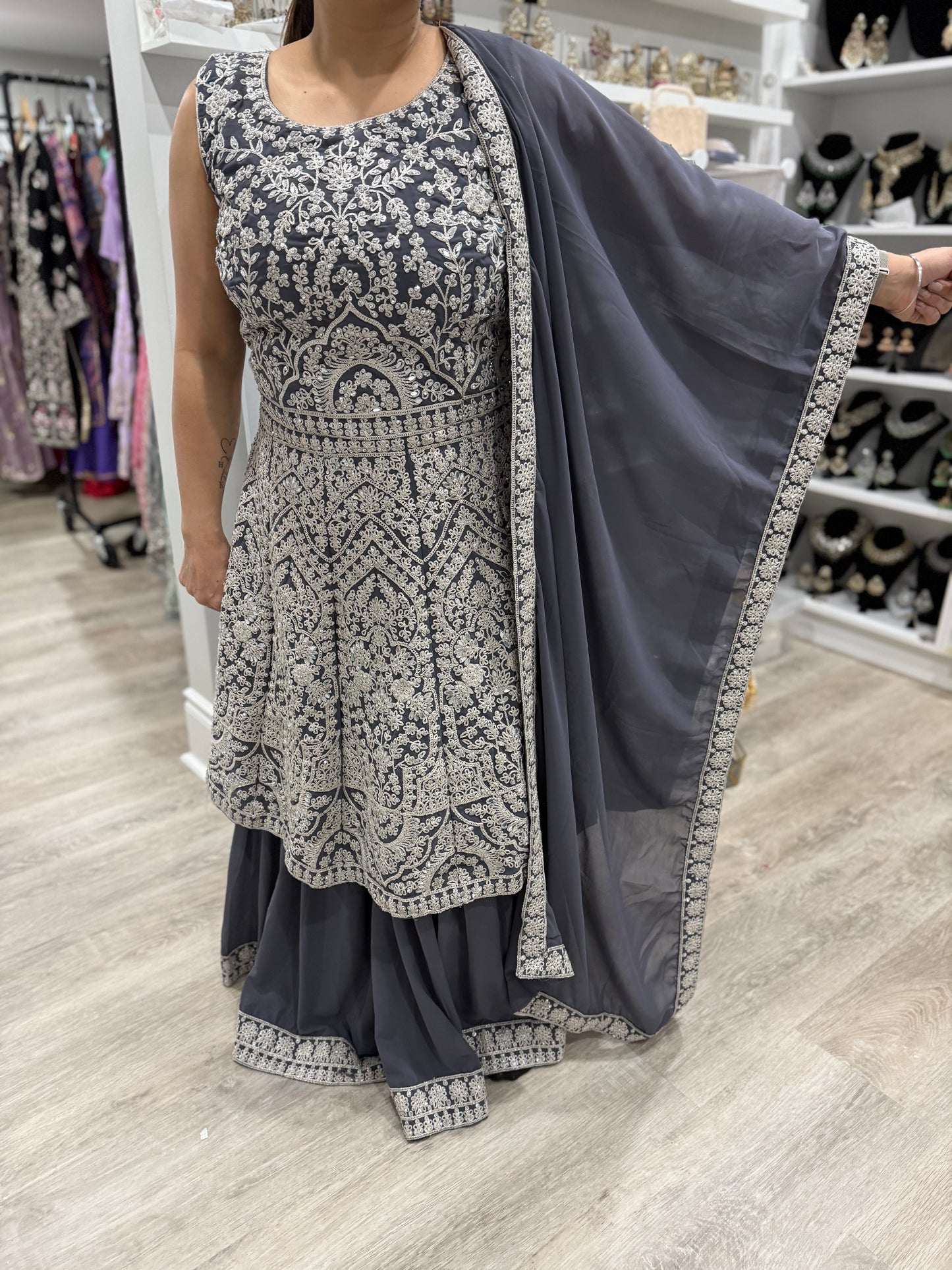 Heavy Mirror Work Sharara Suit - Size 36