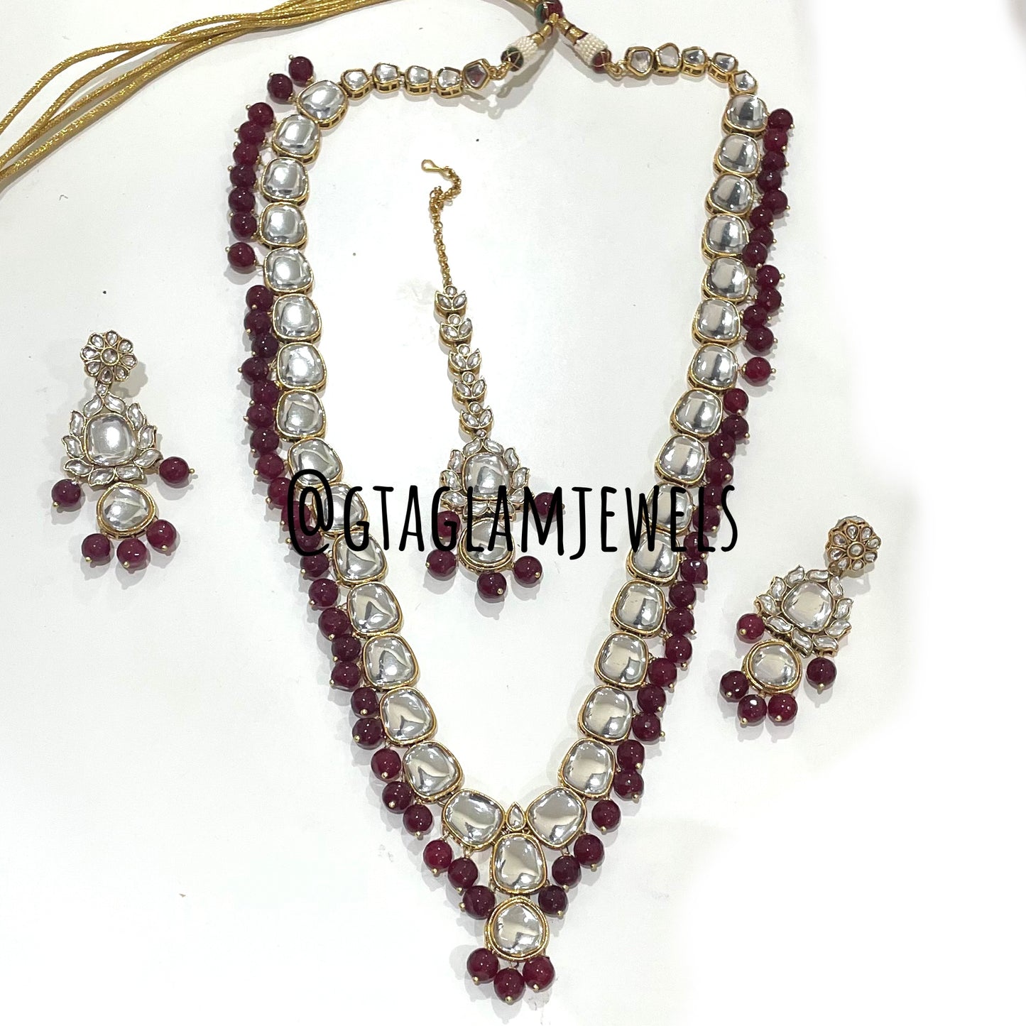 Kundan Mirror Rani Haar Set image 0