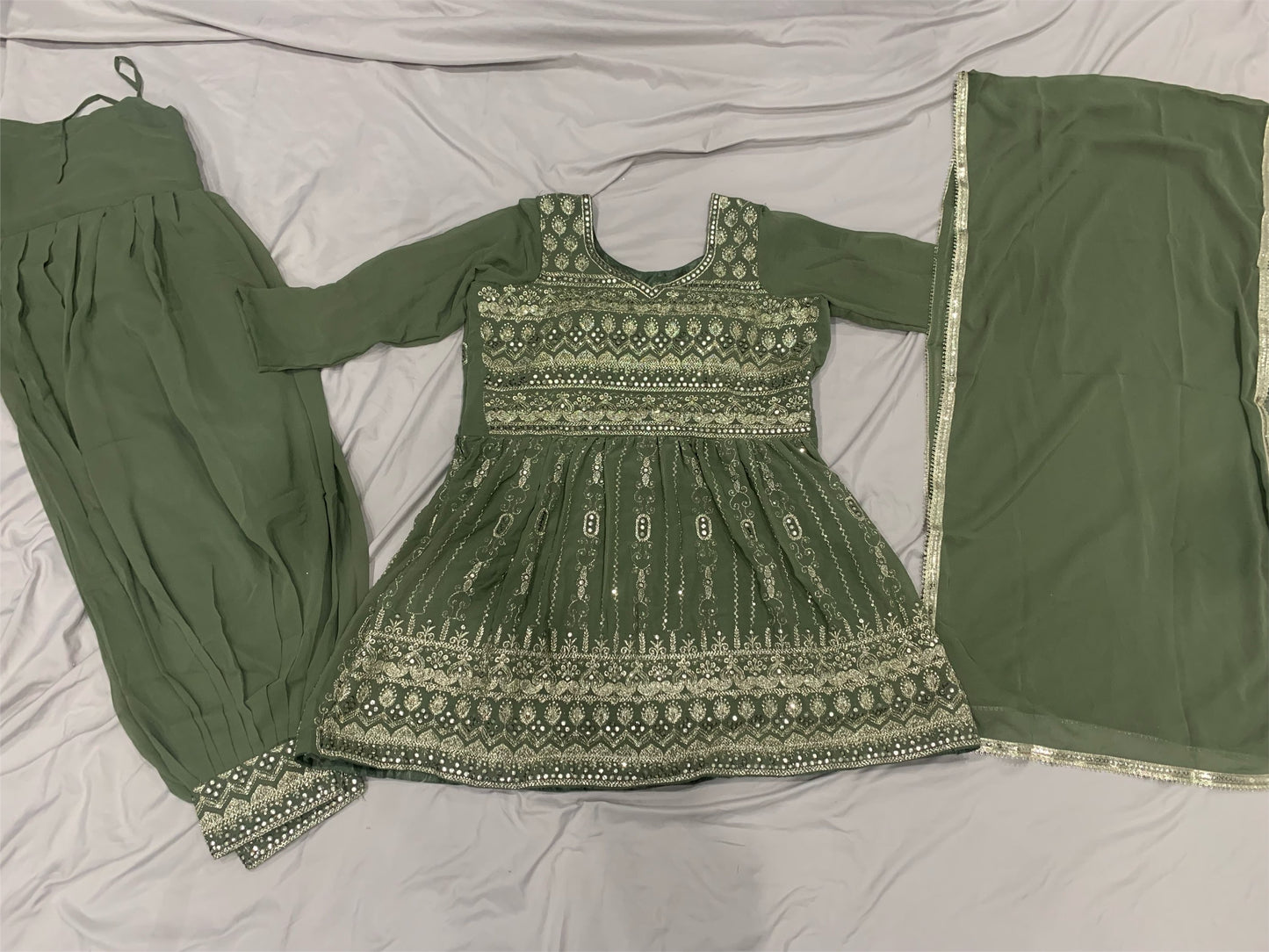 Peplum Suit with Afghani Salwar - Size 42 image 0