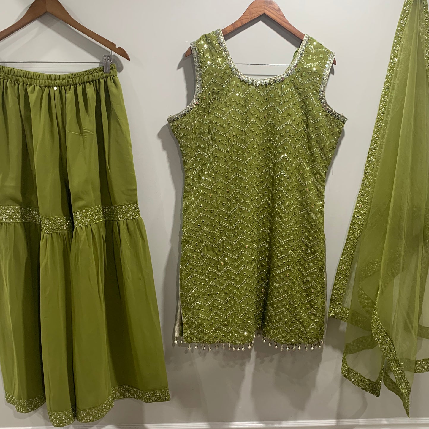 plus size olive green sharara suit