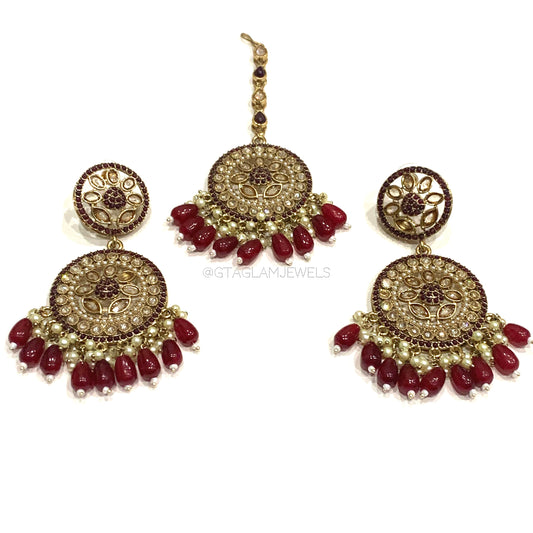 Polki Earrings & Tikka Set image 0