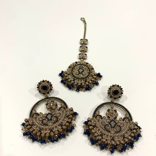 Oversized Earrings & Tikka Set