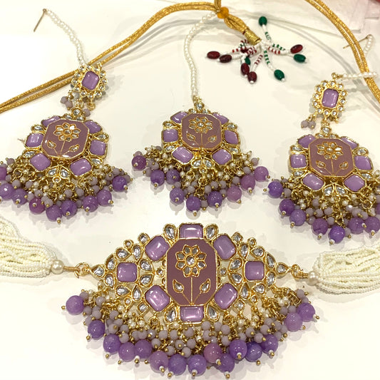 Choker Set with Oversized Earrings and Tikka