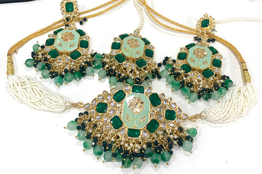 Choker Set with Oversized Earrings and Tikka Set