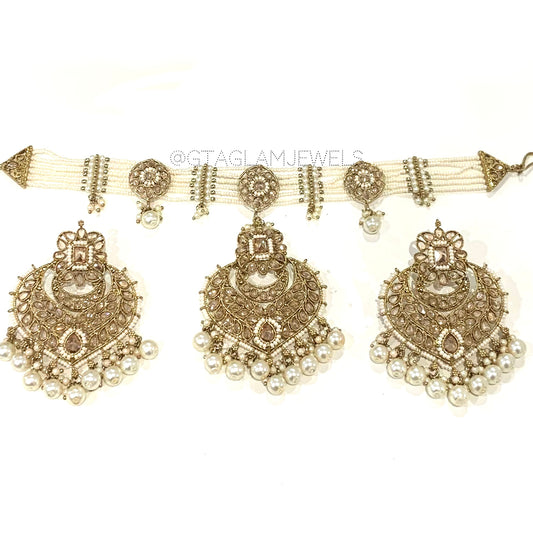 Polki Headband with Oversized Earrings image 0