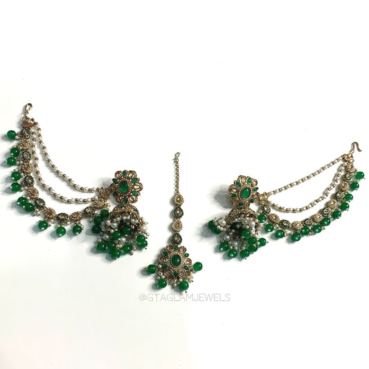 Bahubali Earrings & Tikka Set image 0