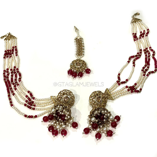Bahubali Earrings & Tikka Set image 0