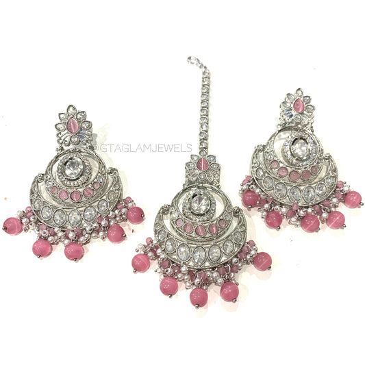 Polki Earrings & Tikka Set image 0