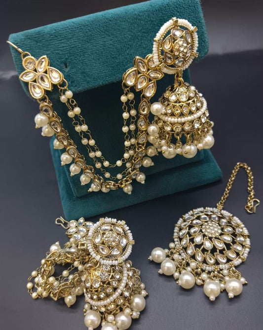 Bahubali Earrings & Tikka Set