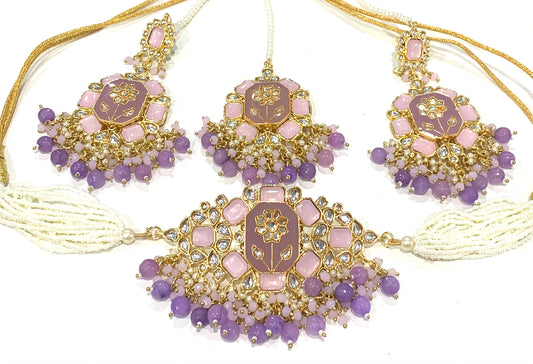 Choker Set with Oversized Earrings and Tikka