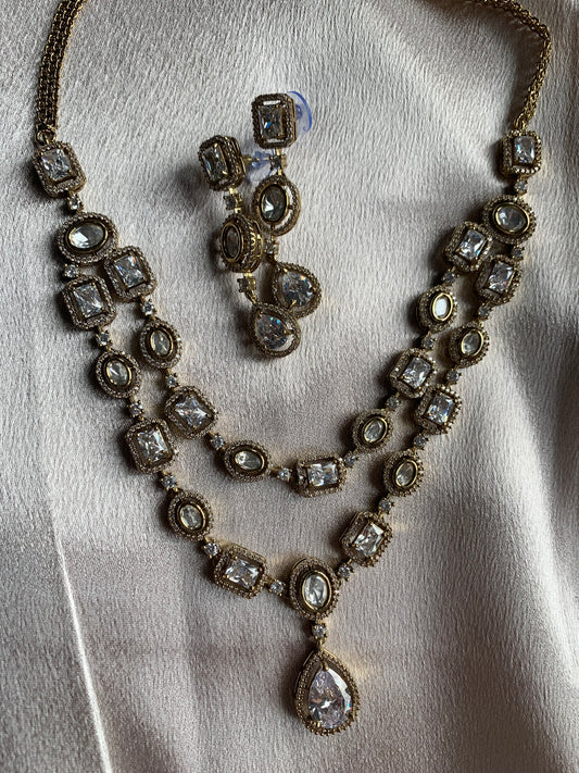 Double Layered Uncut Kundan Necklace Set