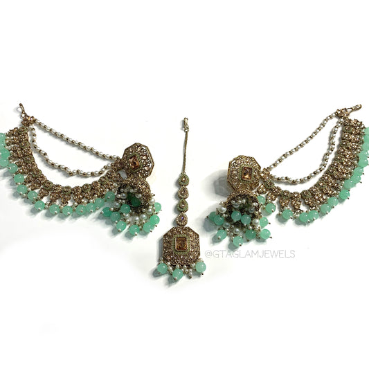 Bahubali Earrings & Tikka Set image 0