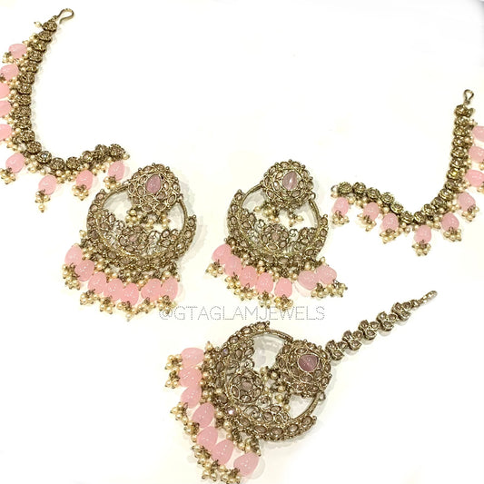Bahubali Earrings & Tikka Set image 0