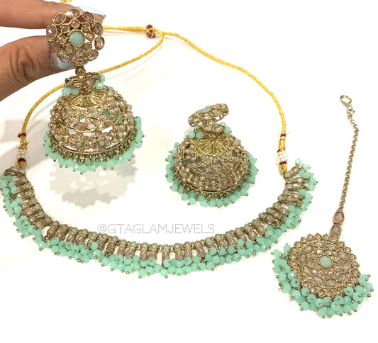 Polki Necklace Set with Oversized Earrings image 0