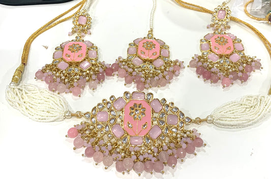 Choker Set with Oversized Earrings & Tikka