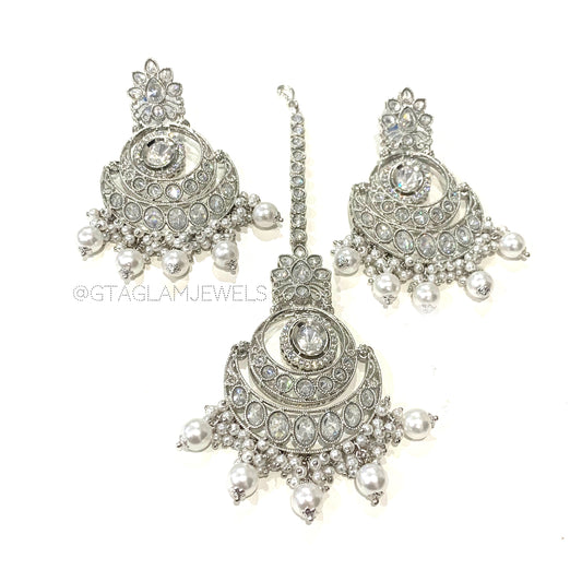 Polki Earrings & Tikka Set image 0