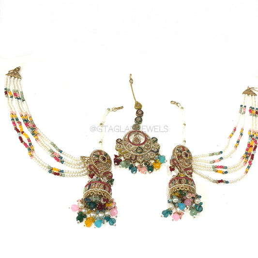 Bahubali Earrings & Tikka Set image 0