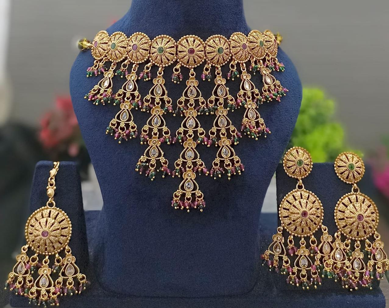 Gold Plated Waterfall Choker Set