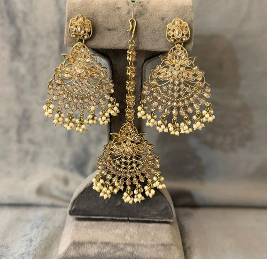 Polki Earrings & Tikka Set