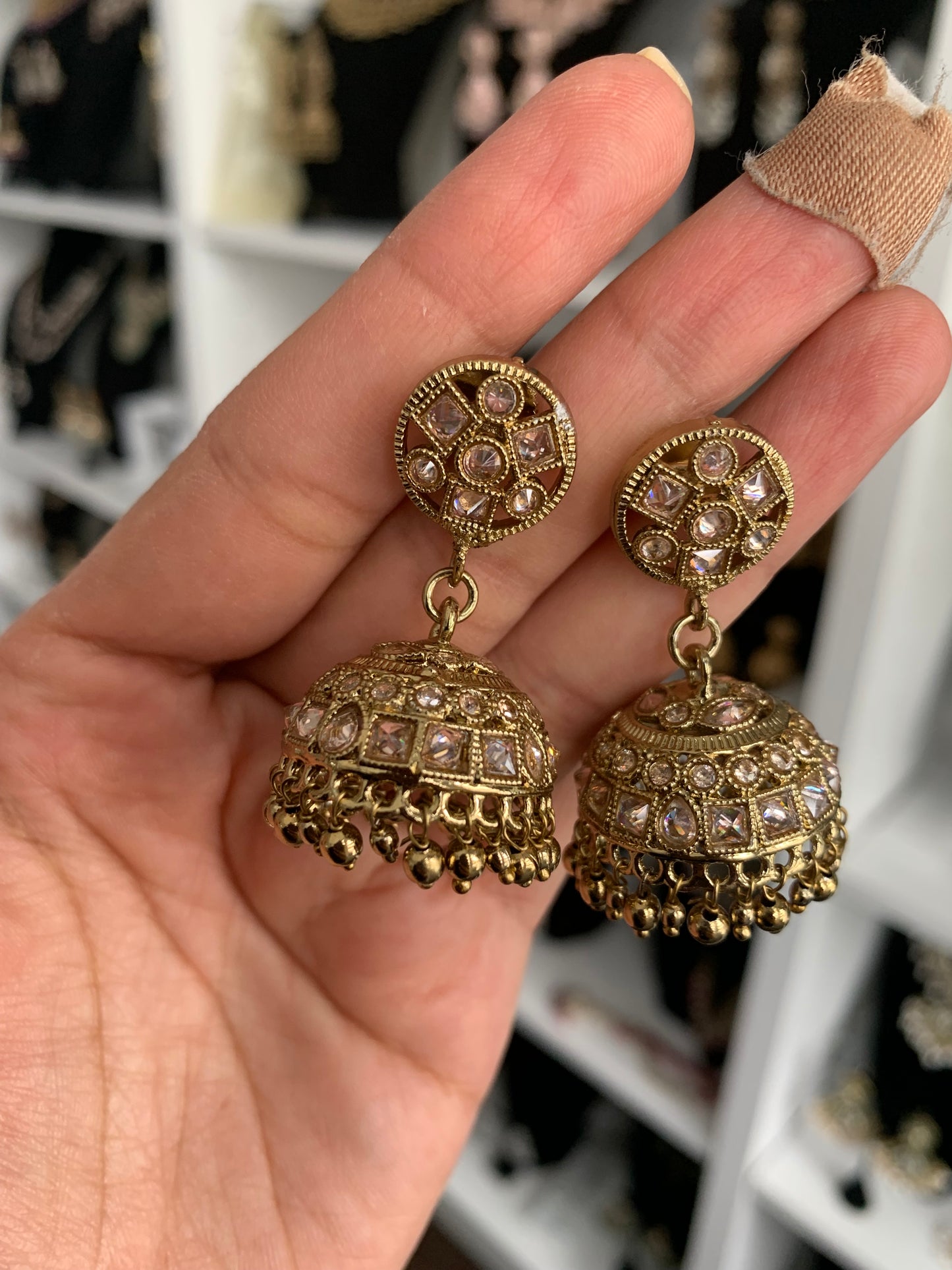 Small Polki Jhumka Earrings