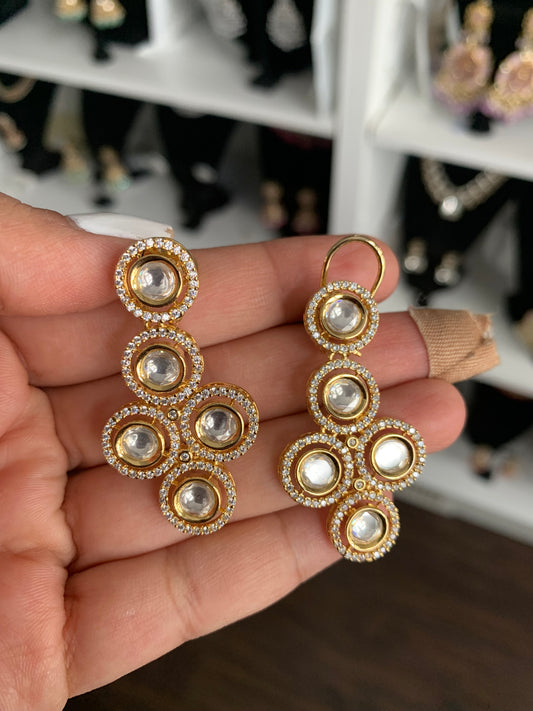 American Diamond & Uncut Kundan Earrings