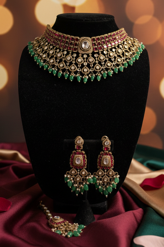 American Diamond Semi Bridal Set