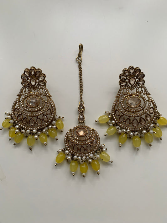Polki Earrings & Tikka Set