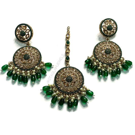 Polki Earrings & Tikka Set image 0