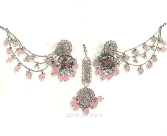 Bahubali Earrings & Tikka Set image 0