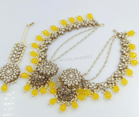 Bahubali Earrings & Tikka Set  image 0