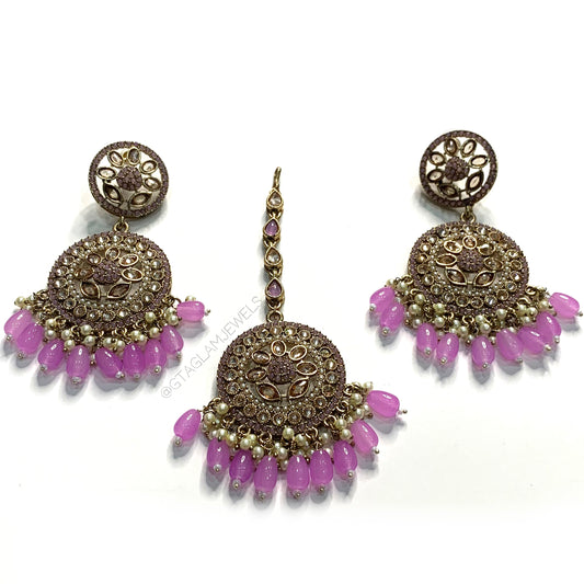 Polki Earrings & Tikka Set image 0