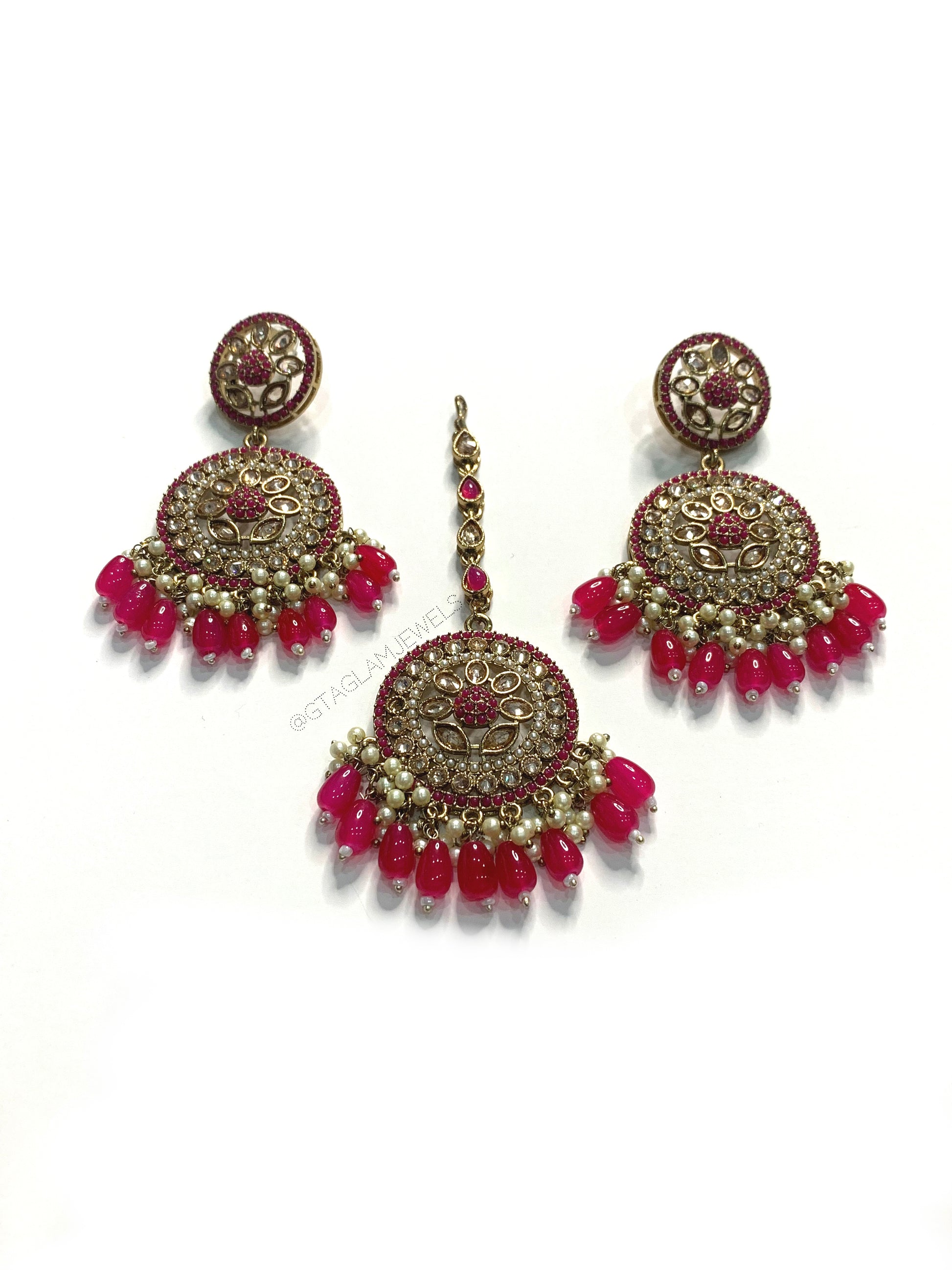 Polki Earrings & Tikka Set image 0