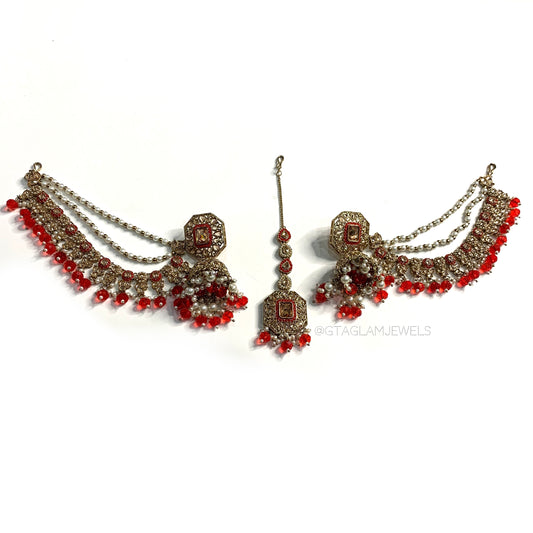 Bahubali Earrings & Tikka Set image 0